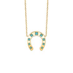 Turquoise Horseshoe Necklace – Baby Gold Horseshoe Necklace, Natural Turquoise Stone, Horse Jewelry, For Good Luck, Dream Gift, Turquoise Stones, Charm Rings, Diamond Drop Earrings, Recycled Gold