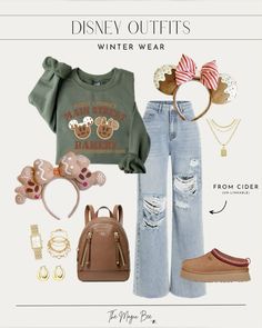 Disney In The Winter Outfit, Disney 100 Outfit, Woody Disney Outfit, Disney Park Christmas Outfits, Disney Parks Christmas Outfits, Womens Disney Outfits Winter, Warm Disneyland Outfit, Disneyworld Outfit January