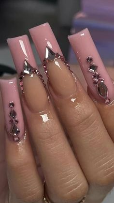 Long Square Nails, Long Acrylic Nail Designs, Glamour Nails, Long Acrylic Nails Coffin, Long Square Acrylic Nails, Designs Nail, Bling Acrylic Nails