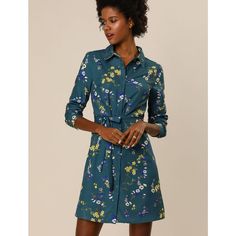 This dress features polka dots and colorful patterns, which add ebullient charm to your look. Those colorful patterns bring casual romance to this shirt dress and the stylish dot design all around lends smart gleam to a shirt dress darted for a feminine silhouette. The vintage shirt dress with matching tie belt takes you stylishly from work to weekend. Cheap Mini Length Shirt Dress For Office, Cheap Mini Length Shirt Dress For Work, Affordable Multicolor Shirt Dress For Day Out, Cheap Multicolor Shirt Dress For Fall, Spring Printed Shirt Dress For Work, Spring Workwear Printed Shirt Dress, Multicolor Buttoned Dresses For Work, Multicolor Dresses With Buttons For Work, Multicolor Workwear Dresses With Buttons