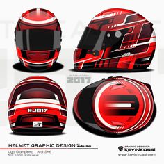 the helmet graphic design is designed to look like it has been painted in red and white