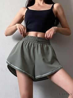 Lasaky - Quick-Dry Breathable Sports Shorts for Running, Fitness, and Yoga, with Anti-Glare Design Suitable for Outerwear Split Sweater, Running Fitness, Printed Midi Skirt, Girl Running, Black Midi Skirt, Sports Shorts, Active Wear Outfits, Type Of Pants, Workout Wear