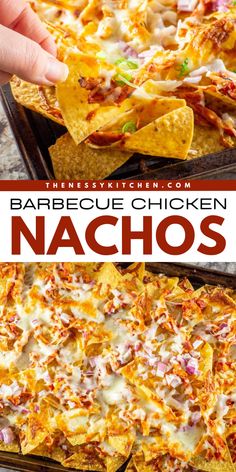 Always an easy appetizer recipe for a crowd! It's one of the best game day recipes for loaded nachos. Complete with your favorite toppings, these sheet pan Barbecue Chicken Nachos are sure to be a hit! So, grab some tortilla chips for this fun party snack!