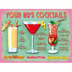 80s Food, Harvey Wallbanger, 80s Christmas, Bourbon Cherries, 1980s Party, Cocktail Sign, Cherry Brandy, 80s Theme Party