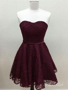 Strapless Grape Lace Short Bridesmaid Dresses,Cheap Homecoming Dresses APD2735-SheerGirl Maroon Shorts, Cheap Homecoming Dresses, Cheap Bridesmaid Dresses, Short Homecoming Dress, Lace Homecoming Dresses, Burgundy Lace, Short Prom Dress, Short Bridesmaid Dresses, Lace Short