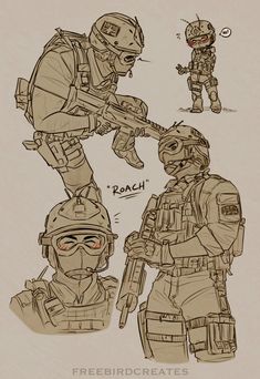 Gary Roach Sanderson, Roach Sanderson, Gear Drawing, Helmet Drawing, Army Drawing, Soldier Drawing, Call Of Duty Warfare, Cod Memes, Male Pose Reference