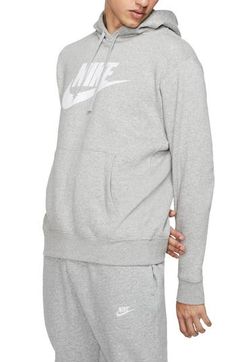 Cotton-rich fleece keeps you comfy in a street-ready hoodie with a bold Swoosh logo on the chest. Lined hood 80% cotton, 20% polyester Machine wash, tumble dry Imported Nike Pullover Hoodie, Nike Sportswear Club Fleece, Nike Pullover, Hoodies Men Pullover, Bold Logo, Heather White, Nike Hoodie, Workout Hoodie, Mens Sportswear