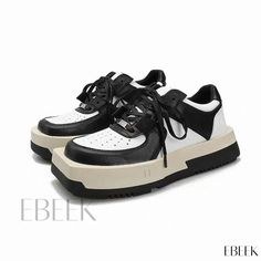 Ebeek - Classic Retro Thick-Soled Sneakers with Round and Square Toe Design Square Head, Mary Jane Pumps, Leather Mary Janes, Toe Designs, Platform Sneakers, Suede Shoes, Skate Shoes, Retro Inspired, Sneakers Black