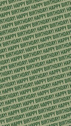 a green and white birthday card with the words happy written in large letters on it