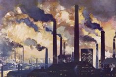 size: 18x12in Art Print: Industrial Smoke from the Factories of Sheffield, Yorkshire (England) : Entertainment Factory Illustration, Industrial Art, World Cultures, Gallery Frame, Nature Scenes, Sheffield, Art Classes, Pollution, Art Materials