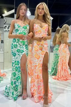 Spaghetti Straps Backless Lace Up Mermaid Orange Sequin Lace V Neck Pr – Weitese Dress Mermaid Sweetheart, Prom Inspo, Mismatched Bridesmaid Dresses, Awards Night, V Neck Prom Dresses, Wedding Dresses With Flowers, Wedding Flower Girl Dresses, Cute Mermaid, Senior Prom