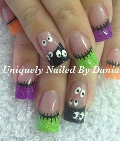 Classy Halloween Nails, Halloween Nails Acrylic, Halloween Nail Art Easy, Halloween Nail Ideas, Neon Halloween, Cotton Candy Nails, Holloween Nails, Halloween Acrylic, Inspiration Nails