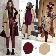 Burgundy Beige Outfit, Beige And Burgundy Outfit, Burgundy Color Combinations Outfits, Red And Brown Color Palette, Brown And Burgundy Outfit, Burgundy And Brown Outfit, Bordo Outfit, Burgundy Color Combinations, Soft Autumn Deep