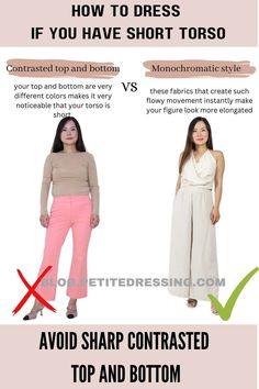 I'm 5'2, and here's the Complete Guide on How to Dress If You Have Short Torso Short Torso Outfits, Short Legs Long Torso, Petite Celebrities, Contrast Top, Short Torso, Fashion Fail, High Waist Fashion, Fashion Mistakes, Petite Women