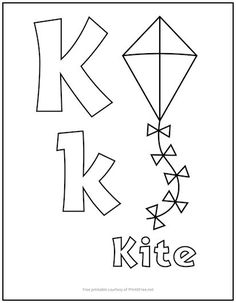 the letter k is for kite coloring page