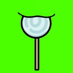 a cartoon lollipop on a green background