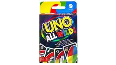 an uno - all wild card game in its packaging