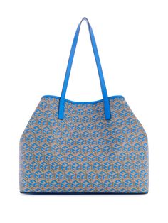 Carry it all in style with this spacious faux-leather tote featuring an updated logo print with striping and text details at center front. Blue Shoulder Bag With Logo And Double Handles, Blue Double Handle Shoulder Bag With Logo, Guess Watch, Breast Health, Color Grouping, Accessories Store, Large Tote, Pink Ribbon, Tote Handbags