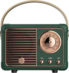 an old fashioned radio is green and gold