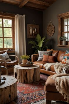 a living room filled with furniture and lots of windows