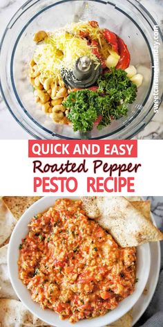 the recipe for roasted pepper pesto in a food processor