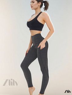 Zlily - Premium Dark Gray High Waist Nine-Point Sports Fitness Pants for Women - Perfect for Yoga, Running, and Activewear Gray High Waist Activewear For Yoga, Gray High-waist Activewear For Yoga, Gray High Waist Activewear For Workout, Sporty High Waist Gray Yoga Pants, Sporty High-waist Gray Yoga Pants, Gray Moisture-wicking Yoga Pants For Gym, Gray Full-length Sweatpants For Gym, Gray Full-length Joggers For Sports, Gray High Waist Yoga Pants For Pilates