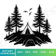 Tent Silhouette, Svg Camping, Camping Svg, Art Cut, Camping Tent, Cut Canvas, Scan And Cut, Brother Scan And Cut, Laser Printer