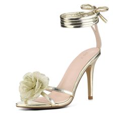 An oversized blossom centered with a sparkling crystal adds striking detail to this versatile sandal that easily elevates your look. Good options for parties, sweet dating, shopping, festivals, banquets, office outfits, casual wear, and daily outfits. Elevate your body type and make you naturally look comfortable in your skin and body. Faux Leather Vamp, more textured. Rubber Outsole and ABS heel, anti-slip effectively. Moderate heel height, makes you feel more comfortable. Occasion: Party, Offi Office Outfits Casual, Stiletto Heels Sandals, Shoes Closet, Flower Heels, Sandals Gold, Womens Stilettos, Faux Leather Heels, Heels Sandals, Shoe Closet