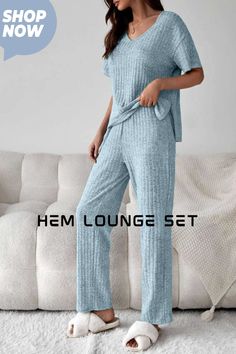 Relax in style with our Drop Shoulder Split High-Low Hem Lounge Set! Perfect for lounging or casual outings. Comfortable, chic, and versatile. Order now and enjoy Memorial Day savings! #HighLowHemLoungeSet #ComfortableFashion #MemorialDaySale #USA #MemorialDayDeals #Loungewear #StylishSets #MemorialDaySpecial #MemorialDayDiscounts #CozyFashion #ChicLoungewear Comfortable Matching Loungewear Set, Casual Two-piece Loungewear Set, Casual Two-piece Set For Loungewear, Relaxed Fit Leisure Sets For Spring, Casual Loungewear Sets, Solid Color Lounging Sets For Spring, Spring Solid Color Lounging Sets, Solid Color Spring Lounging Sets, Casual Stretch Loungewear Sets