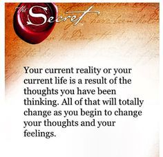 an image of a quote on the side of a card saying, your current reality or your current life is result of the thought you have been thinking all of that will