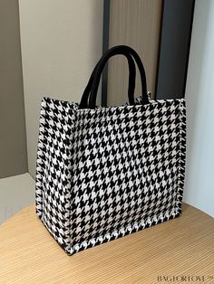 BagForLove - Houndstooth Tweed Top Handle Bag - Classic Elegance for Sophisticated Style Product Description Color Black and White Strap Type Double Handle Style Elegant Pattern Type Houndstooth Bag Size Small Type Top Handle Bag Material Fabric Composition 100% Rayon Size Chart INCH CM Bag Length Bag Width Bag Height Handle Height 13.4 inch 7.5 inch 12.6 inch 4.7 inch Bag Length Bag Width Bag Height Handle Height 34 cm 19 cm 32 cm 12 cm Details Pictures Similar Products h2 { text-align: center; Chic Fall Bag With Houndstooth Pattern, Trendy Houndstooth Pattern Bags For Fall, Chic Houndstooth Bag For Fall, Fall Black Shoulder Bag With Houndstooth Pattern, Chic Houndstooth Shoulder Bag For Daily Use, Casual Rectangular Bag With Houndstooth Pattern, Chic Houndstooth Pattern Bags For Everyday Use, Black Houndstooth Bags For Fall, Black Houndstooth Pattern Bag For Fall