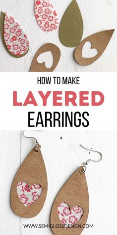 how to make layered earrings with paper and glue on the outside, in different colors