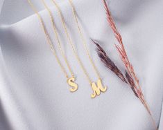 14K Real Gold Custom Letter Necklace , Solid Gold Personalized Initial Pendant , Exclusive Bridesmaid Jewelry , Family Initial Charm by ExclusilverJewelry on Etsy Script Lettering, Custom Letters, Personalized Initials, Initial Pendant, Letter Necklace, Initial Charm, Bridesmaid Jewelry, Name Necklace, Real Gold