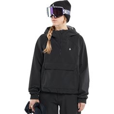 Volcom's Sinter Bonded Stretch Jacket is a hoodie that's been tricked out for snowboarding. The 3-layer construction has sandwiched a waterproof-breathable membrane in between a stretchy outer fabric and fleecy backer to keep us warm, dry, and comfortable across a wide range of riding situations. Hidden ventilation zippers let us dump extra heat and moisture while the 2-way zipper on the side makes it easy to slip in and out of the jacket. Match the Sinter jacket with the Dust Up Bonded Pant for Black Outerwear For Snowboarding During Ski Season, Windproof Techwear Hooded Jacket For Winter Sports, Techwear Windproof Hooded Jacket For Winter Sports, Functional Windbreaker With Fleece Lining For Winter Sports, Functional Windbreaker With Double-lined Hood For Winter Sports, Black Windproof Outerwear For Snowboarding, Functional Winter Sports Windbreaker With Double-lined Hood, Black Waterproof Hooded Jacket For Winter Sports, Waterproof Windbreaker For Snowboarding