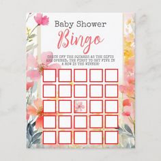 a baby shower game with flowers on it