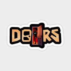 a sticker with the word dors on it and an image of a door