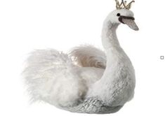 a white bird with a crown on it's head sitting in front of a white background