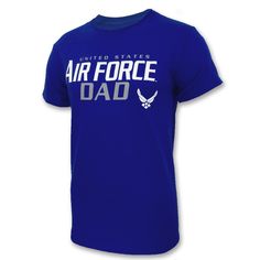 PRICES MAY VARY. The ideal gift for your original training instructor! This modern tee features the US Air Force logo in gray and white on a deep blue field. Part of our line of matching dads apparel for the Army, Navy, Marines, Coast Guard, and Air Force. 100% combed ring-spun cotton offers a super-wearable, super-comfortable fit and retention of the striking blue color. Men's fitment provides a casual everyday-wear look for events, football games, and days out. Designed and printed in the USA. Blue Relaxed Fit T-shirt For Father's Day, Casual Sports T-shirt For Father's Day, Cotton Sports T-shirt For Father's Day, Sporty T-shirt With Graphic Print For Father's Day, Sporty Crew Neck T-shirt For Father's Day, Cotton T-shirt For Sports On Father's Day, Father's Day Cotton T-shirt With Team Name, Sports T-shirt With Text Print For Father's Day, Sports Tops With Team Name For Father's Day