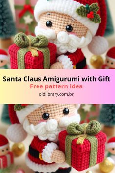 santa claus amigurmi with gift free crochet pattern