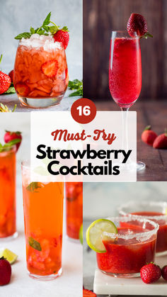 Strawberry Cocktails Strawberry Alcohol Drinks Easy, Strawberry Cocktail Aesthetic, Strawberry Whiskey Drinks, Strawberry Limoncello Spritz, Strawberry Liqueur Cocktails, Strawberry Alcoholic Drinks, Cocktails With Strawberries