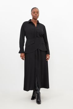 Plus Size Soft Tailored Belted Maxi Shirt Dress Plus Size Long Skirt Outfits, Maxi Skirt Outfit Plus Size, Plus Size Winter Dresses, Nomadic Design, Plus Size Soft, Plus Size Workwear, Soft Tailoring, Outfits Petite, Maxi Shirts