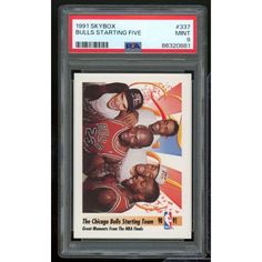 the chicago bulls basketball card is on display