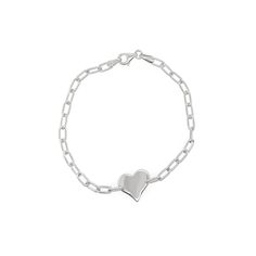 14k white gold LARK heart link bracelet Classic Heart Charm Bracelet In White Gold, White Gold Classic Heart Charm Bracelet, Classic White Gold Charm Bracelet With Heart Charm, Classic White Gold Charm Bracelet With Heart, Elegant Sterling Silver Bracelet With Heart Charm For Everyday, Elegant Everyday Sterling Silver Bracelet With Heart Charm, Classic Heart Chain Bracelet For Valentine's Day, Classic Everyday Bracelets With Heart Charm, Classic Heart-shaped Chain Bracelet For Valentine's Day