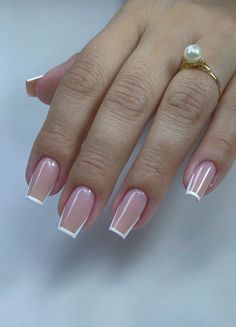 Elegant Nails French, Classy Gel Nails, Tip Nail Ideas, French Tip Nail Ideas, Square French Tip, Square French, Square Nail Designs