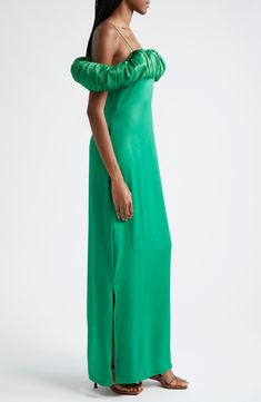 Be a verdant vision at your next special event wearing a columnar gown eased with a side slit and topped with a stunning sculptural detail. Hidden back-zip closure Cold-shoulder spaghetti straps Side slit 100% polyester Dry clean Made in Turkey Black Owned/Founded Green Fits, Column Gown, Nordstrom Store, Fabric Gifts, Free Fabric, Special Event, Special Events, Cold Shoulder, Spaghetti Strap