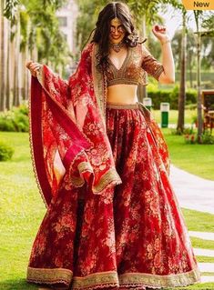 Color: Maroon Silhouette / Shape: A line Wash Care: Dry Clean Only Occasion: Wedding, Cocktail / Reception, Engagement, Ethnic Wear, Evening, Marriage, Party Other Details: 3/4th Sleeves, V Shape Neck Prize;-₹2,999.00 Organza Floral Lehenga, Maroon Lehenga, Heavy Lehenga, Organza Bridal, Red Lehenga Choli, Sangeet Outfit, Embroidery Blouses