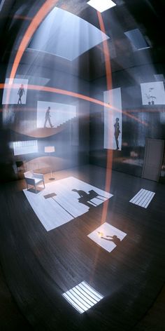 an artistic image of a person sitting at a table in front of a mirror with papers on it