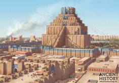 an artist's rendering of the ancient egyptian city