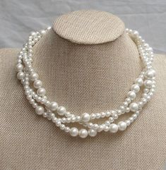 Ivory Pearl Necklace,Wedding necklace,Glass Pearl Necklace,Triple  Pearl Necklace,Wedding Jewelry,Br White Pearl Chain Necklace For Bridesmaid, White Pearl Chain Bridal Necklace For Bridesmaid, Pearl White Bridal Necklace For Bridesmaid Gift, Bridesmaid Gift White Pearl Chain Bridal Necklace, Cream Beaded Necklace With Pearl Chain For Weddings, Cream Pearl Chain Beaded Necklaces For Wedding, Cream Beaded Necklaces With Pearl Chain For Weddings, Cream Pearl Chain Beaded Necklace For Wedding, Pearl Necklace Tutorial