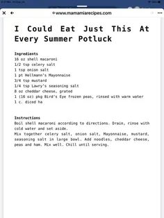 an image of a computer screen with the text i could eat just this at every summer potluck